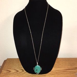 NWT Handmade Turquoise Blue Large Pendant Necklace